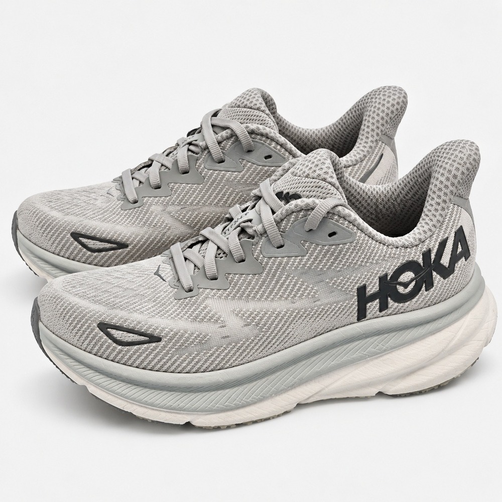 Hoka Clifton 9 Wide Mens Running Shoes Grey Black 1132210 HMBC Size 9 2E